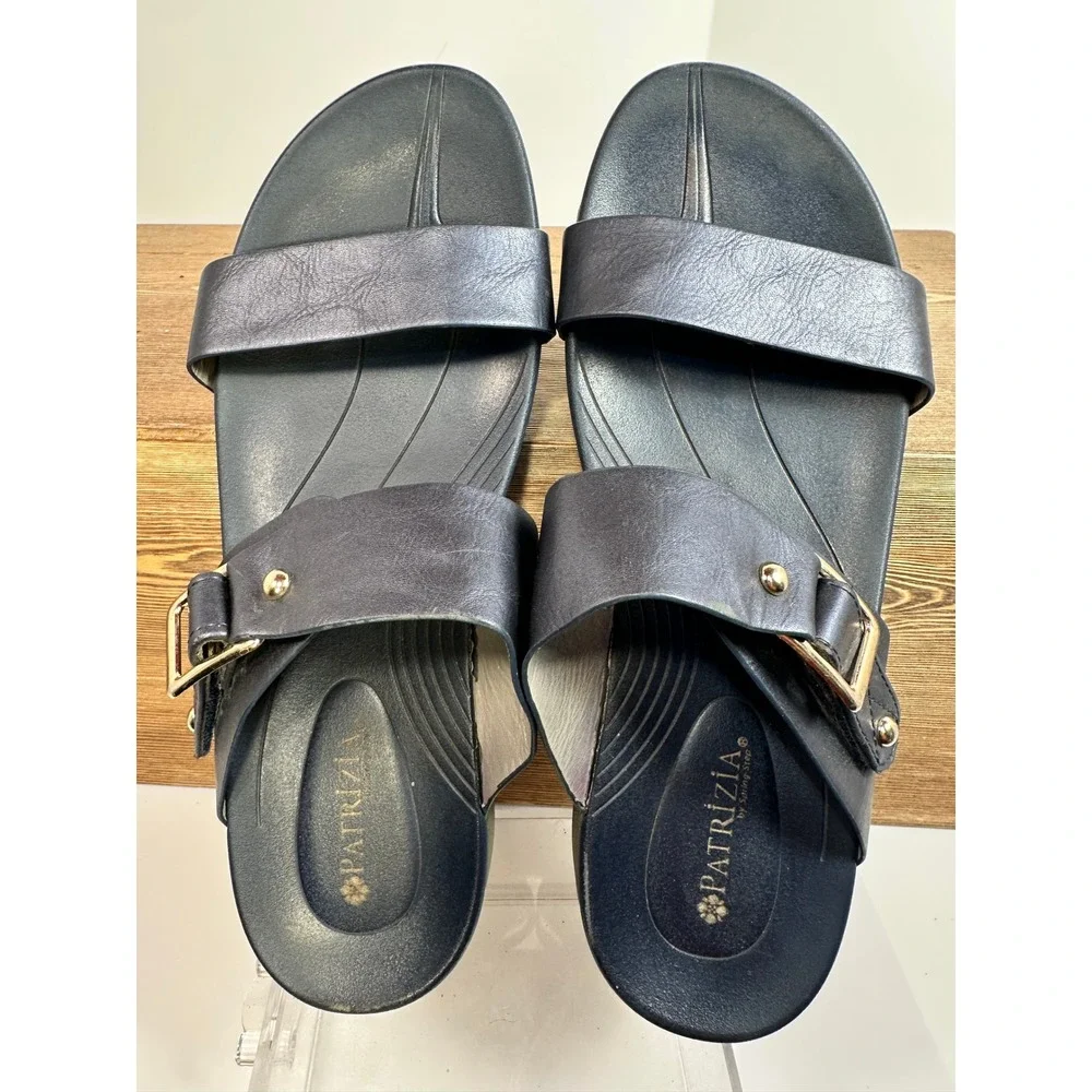 Patrizia Spring Step Leather Comfort Slide Sandal Quiet Luxury Minimalist 9.5-10